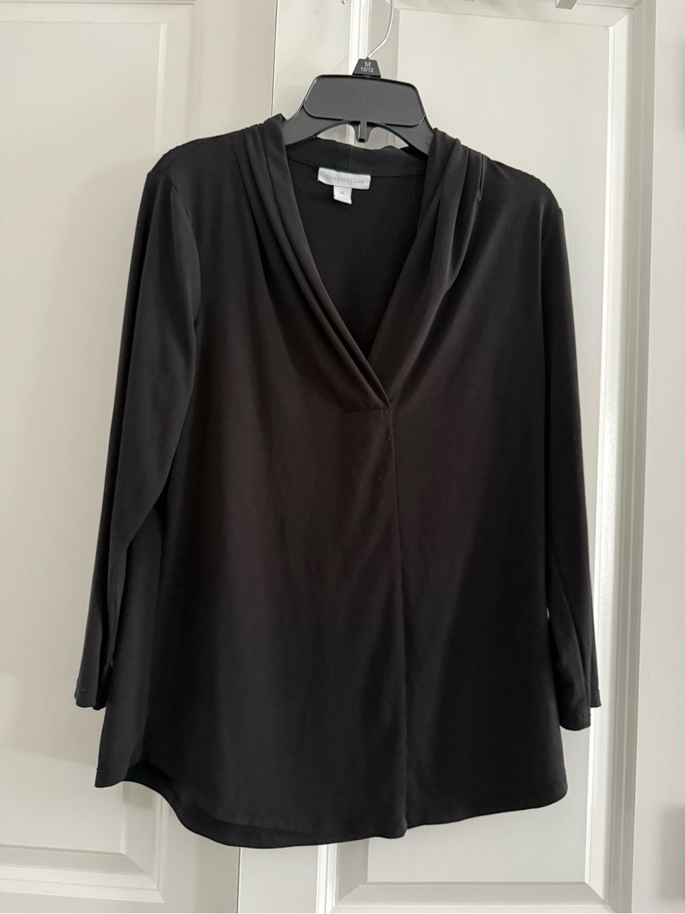 Charter Club Black V-Neck 3/4 Sleeve
